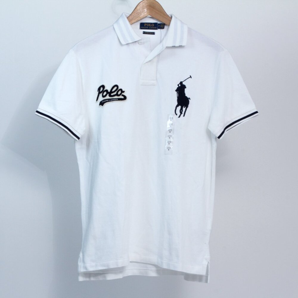 NWT Polo Ralph Lauren BIG PONY Logo Custom Slim Fit Women’s White Polo Shirt, M